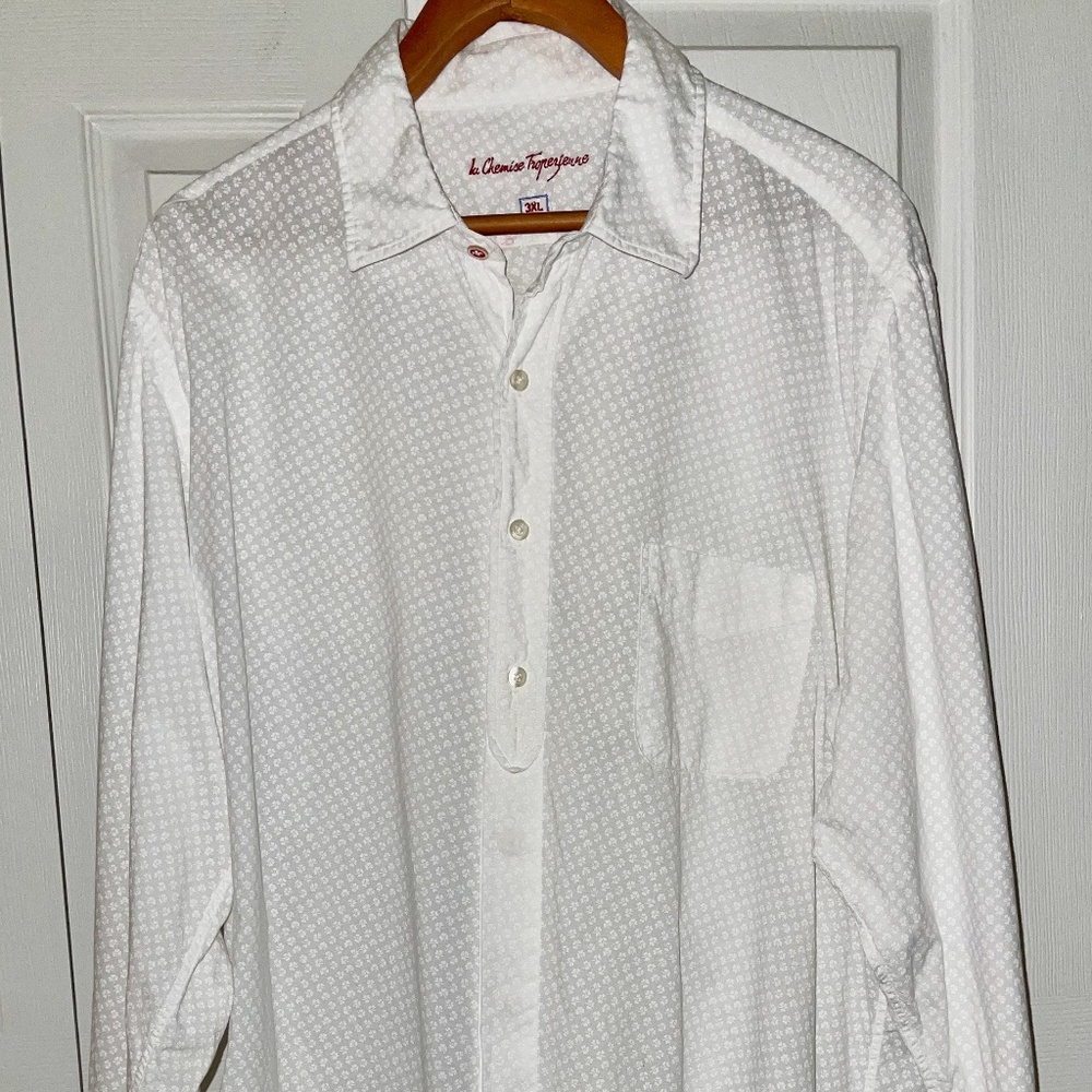 La Chemise Tropezienne Men's 3XL White Ultra Light Floral Button-Front Shirt